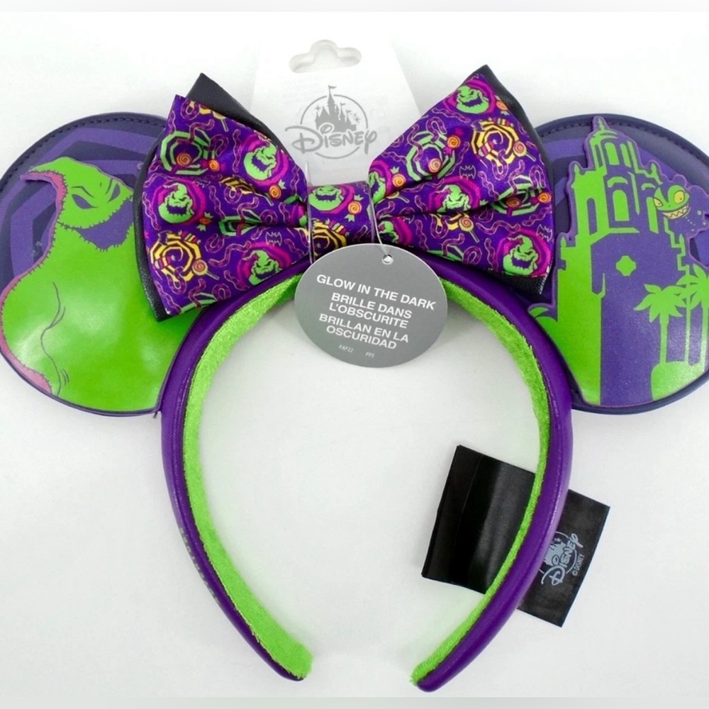 Disney Oogie Boogie Glow-in-the-Dark Purple & Green Minnie Ears Headband